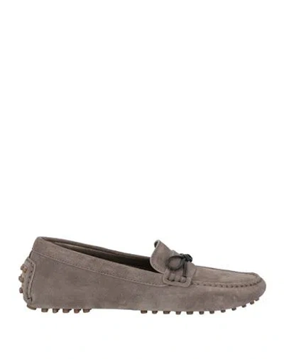 BRUNELLO CUCINELLI BRUNELLO CUCINELLI WOMAN LOAFERS GREY SIZE 8 LEATHER