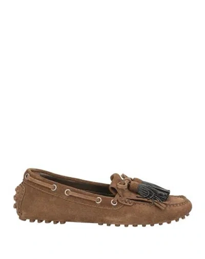 Brunello Cucinelli Woman Loafers Khaki Size 7 Leather In Brown