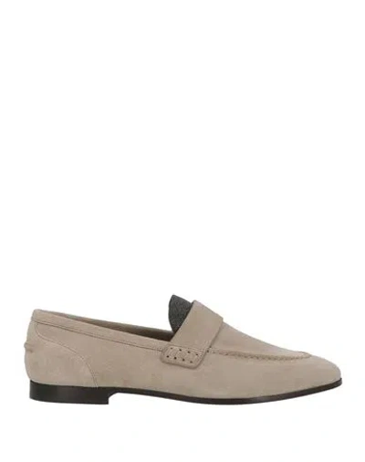 Brunello Cucinelli Woman Loafers Light Grey Size 8 Leather In Gray