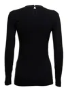 Brunello Cucinelli Womans Long-sleeved Black Cotton T-shirt With Monile Crew Neck