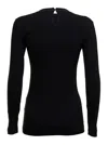 Brunello Cucinelli Womans Long-sleeved Black Cotton T-shirt With Monile Crew Neck In Black