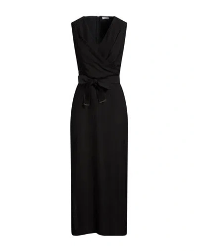Brunello Cucinelli Woman Maxi Dress Black Size L Viscose, Linen, Brass
