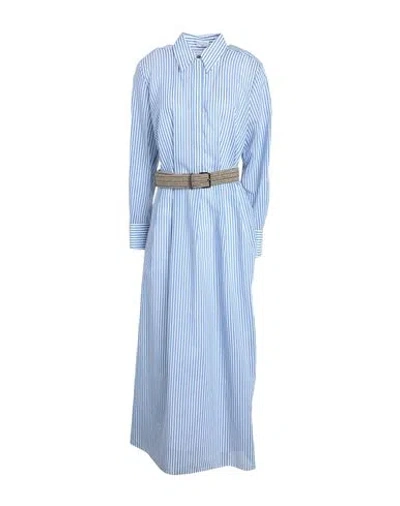Brunello Cucinelli Woman Maxi Dress Blue Size L Cotton, Silk