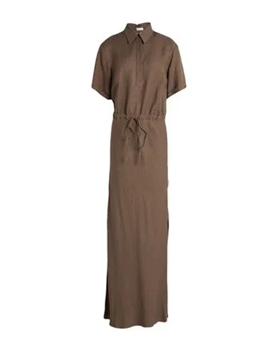 Brunello Cucinelli Woman Maxi Dress Brown Size M Viscose, Linen