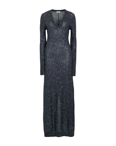 Brunello Cucinelli Woman Maxi Dress Charcoal Size L Linen, Cashmere, Silk In Gray