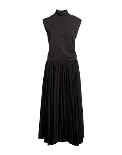 Brunello Cucinelli Woman Maxi Dress Charcoal Size S Polyester, Virgin Wool, Ecobrass In Grey