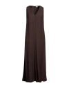 Brunello Cucinelli Woman Maxi Dress Cocoa Size L Viscose, Linen, Brass In Brown