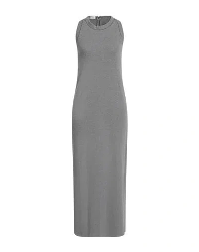 Brunello Cucinelli Woman Maxi Dress Grey Size M Cotton, Cashmere, Elastane, Ecobrass
