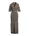 Brunello Cucinelli Woman Maxi Dress Khaki Size L Cotton In Beige
