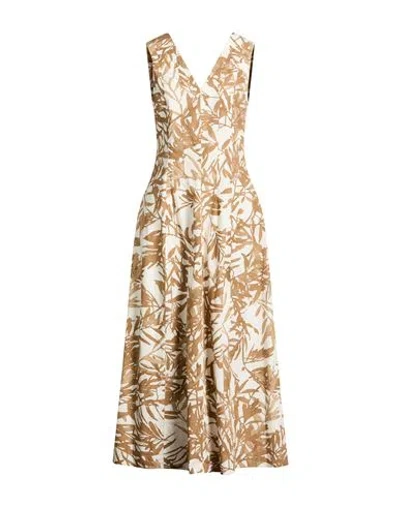 Brunello Cucinelli Woman Maxi Dress Khaki Size M Cotton In Brown