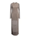 Brunello Cucinelli Woman Maxi Dress Light Brown Size M Linen, Silk In Beige