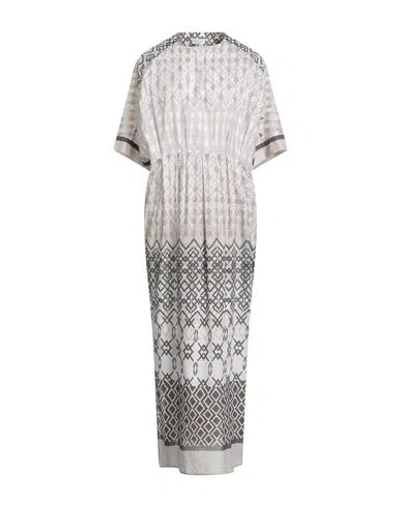 Brunello Cucinelli Woman Maxi Dress Light Grey Size M Cotton In Gray