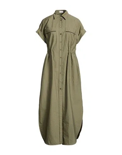 Brunello Cucinelli Woman Maxi Dress Military Green Size S Cotton