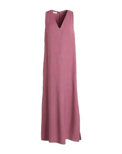 Brunello Cucinelli Woman Maxi Dress Pastel Pink Size Xl Viscose, Linen, Brass
