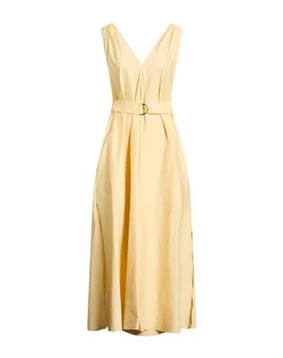 Brunello Cucinelli Woman Maxi Dress Pastel Yellow Size L Acetate, Silk