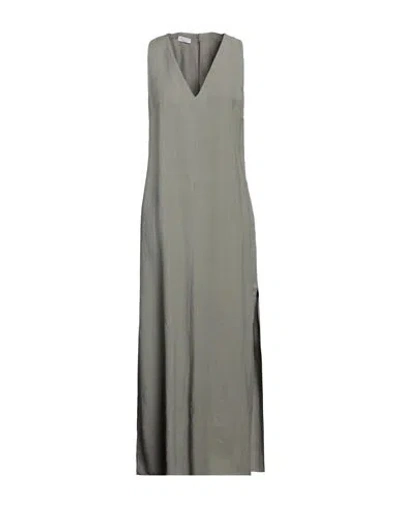 Brunello Cucinelli Woman Maxi Dress Sage Green Size L Viscose, Linen, Brass