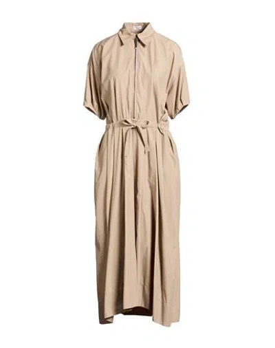 Brunello Cucinelli Woman Maxi Dress Sand Size M Polyamide, Cotton In Brown