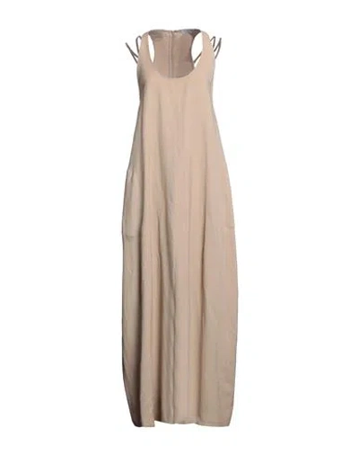 Brunello Cucinelli Woman Maxi Dress Sand Size Xxs Viscose, Linen, Brass In Beige