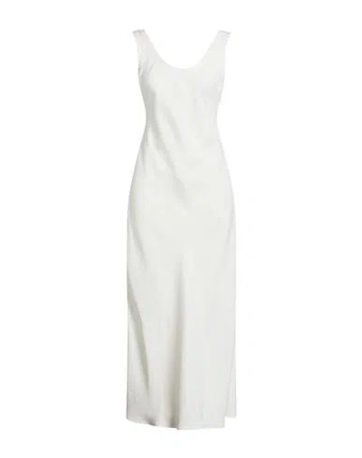 Brunello Cucinelli Woman Maxi Dress White Size L Viscose, Linen, Brass