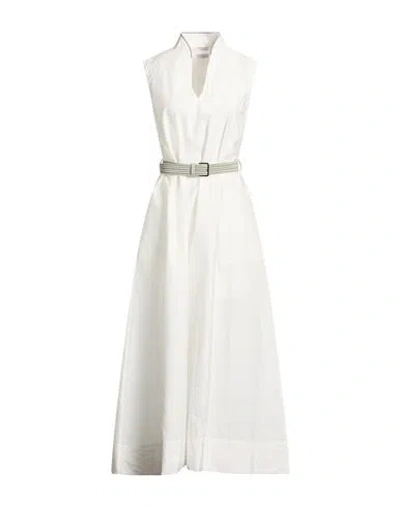 Brunello Cucinelli Woman Maxi Dress White Size M Cotton, Polyamide, Ecobrass