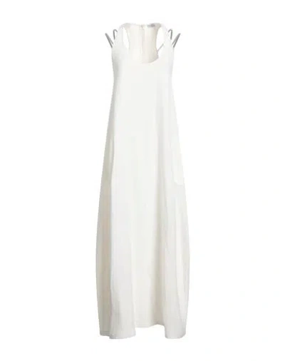 Brunello Cucinelli Woman Maxi Dress White Size M Viscose, Linen, Brass