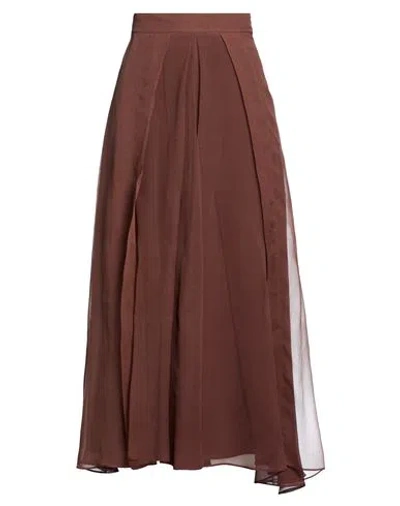 Brunello Cucinelli Woman Maxi Skirt Chocolate Brown Size 4 Silk