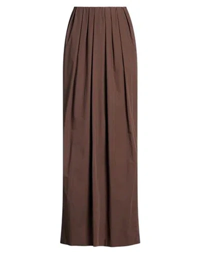 Brunello Cucinelli Woman Maxi Skirt Dark Brown Size 14 Cotton In Burgundy