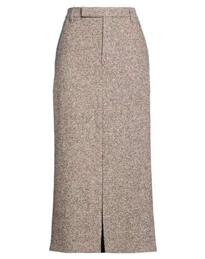 Brunello Cucinelli Woman Maxi Skirt Dark Brown Size 8 Virgin Wool, Silk, Polyamide