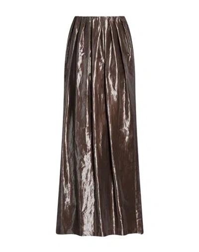 Brunello Cucinelli Woman Maxi Skirt Khaki Size 6 Linen, Cotton, Polyester In Brown