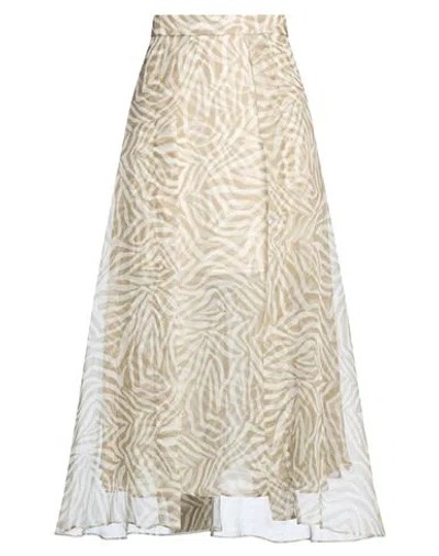 Brunello Cucinelli Woman Maxi Skirt Sage Green Size 4 Silk In Neutral