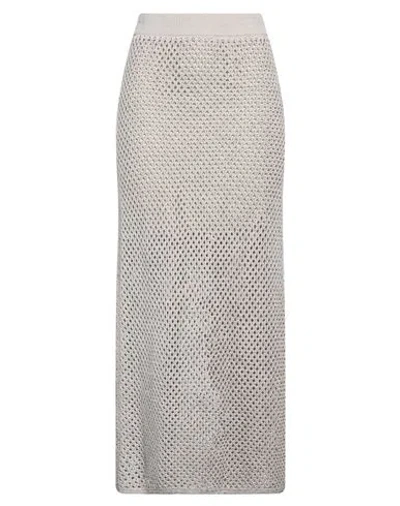 Brunello Cucinelli Woman Maxi Skirt Taupe Size S Cotton, Acetate, Silk In Grey