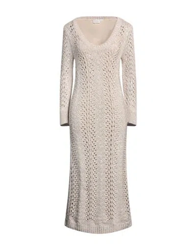 Brunello Cucinelli Woman Midi Dress Beige Size M Cashmere, Polyamide, Polyester