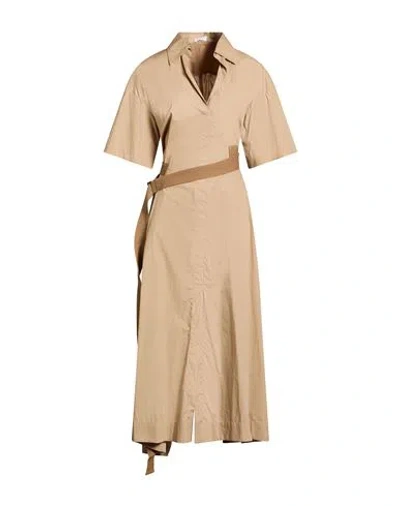 Brunello Cucinelli Woman Midi Dress Beige Size M Cotton In Neutral