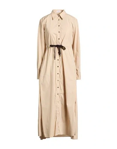 Brunello Cucinelli Woman Midi Dress Beige Size Xl Cotton In Nude