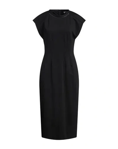 Brunello Cucinelli Woman Midi Dress Black Size Xl Cotton, Polyamide, Elastane, Acetate, Silk