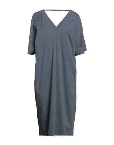 Brunello Cucinelli Woman Midi Dress Charcoal Size M Cotton, Elastane, Ecobrass In Grey