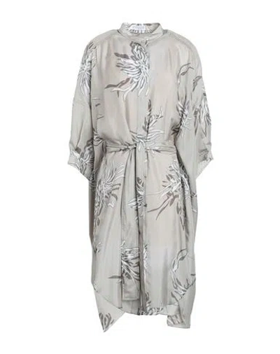 Brunello Cucinelli Woman Midi Dress Dove Grey Size M Silk