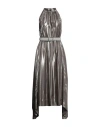 Brunello Cucinelli Woman Midi Dress Grey Size M Viscose, Polyamide, Brass In Grey