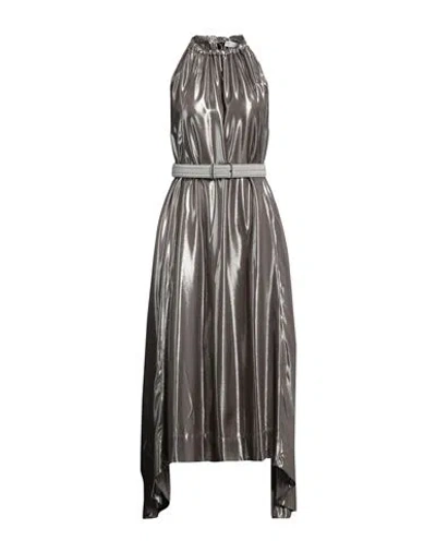 Brunello Cucinelli Woman Midi Dress Grey Size M Viscose, Polyamide, Brass