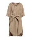 Brunello Cucinelli Woman Midi Dress Khaki Size M Cotton In Beige