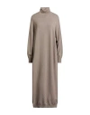 Brunello Cucinelli Woman Midi Dress Khaki Size Xl Cashmere, Ecobrass In Gray