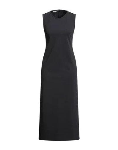 Brunello Cucinelli Woman Midi Dress Lead Size 3xl Cotton, Polyamide, Elastane, Brass In Black