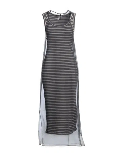 Brunello Cucinelli Woman Midi Dress Lead Size S Silk, Cotton, Elastane In Grey
