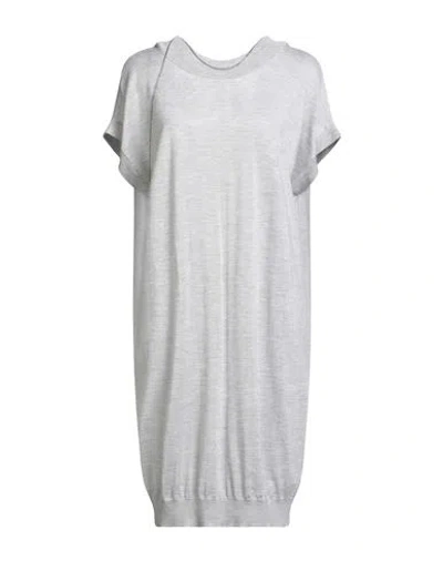 Brunello Cucinelli Woman Midi Dress Light Grey Size M Cashmere, Silk, Brass In Gray
