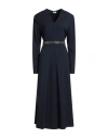 Brunello Cucinelli Woman Midi Dress Midnight Blue Size M Virgin Wool, Elastane, Ecobrass In Blue