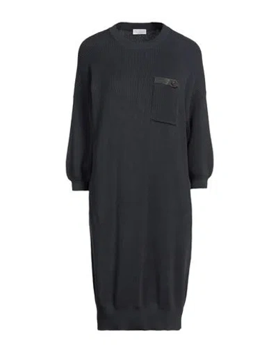 Brunello Cucinelli Woman Midi Dress Midnight Blue Size S Cotton, Brass, Ecobrass