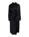 Brunello Cucinelli Woman Midi Dress Navy Size S Acetate, Viscose, Brass In Navy Blue