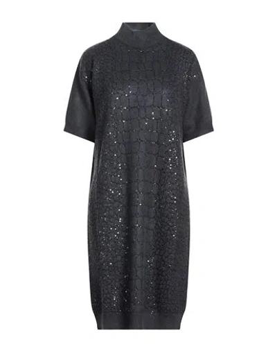 Brunello Cucinelli Woman Midi Dress Navy Size Xs Mohair Wool, Virgin Wool, Polyamide, Cashmere, Silk