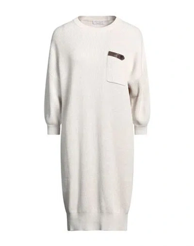 Brunello Cucinelli Woman Midi Dress Off White Size S Cotton, Brass, Ecobrass
