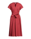 Brunello Cucinelli Women's Splitneck Belted Midi Dress In Red
